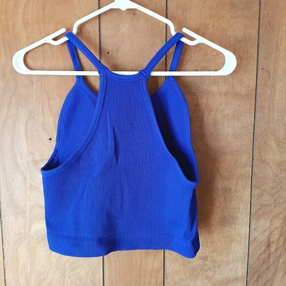 Zenana Blue Ribbed Crop Tank Top 2X/3X Plus Size Stretch Basic Cami - Picture 2 of 2